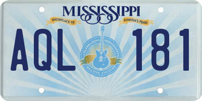 MS license plate AQL181