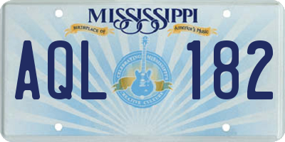 MS license plate AQL182