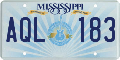 MS license plate AQL183