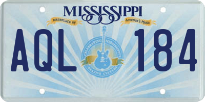 MS license plate AQL184