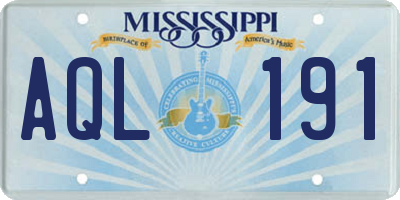 MS license plate AQL191
