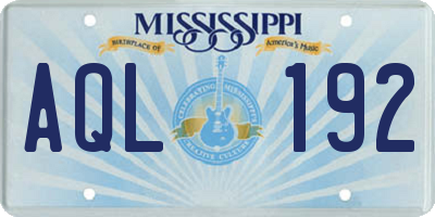 MS license plate AQL192