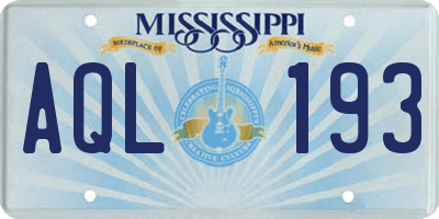 MS license plate AQL193