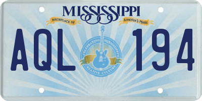 MS license plate AQL194