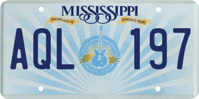 MS license plate AQL197