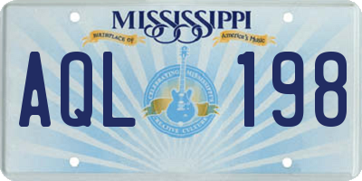 MS license plate AQL198