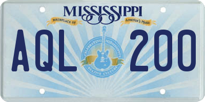 MS license plate AQL200