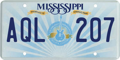 MS license plate AQL207