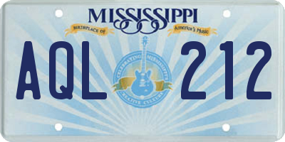 MS license plate AQL212