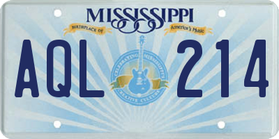 MS license plate AQL214