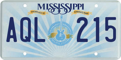 MS license plate AQL215