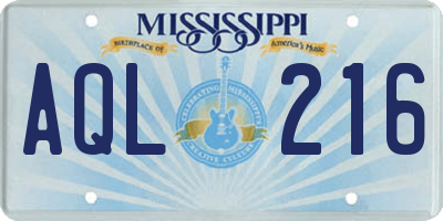 MS license plate AQL216