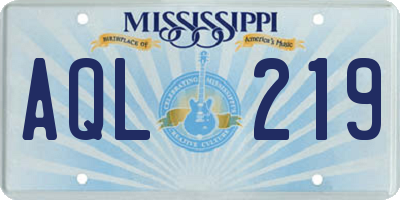 MS license plate AQL219