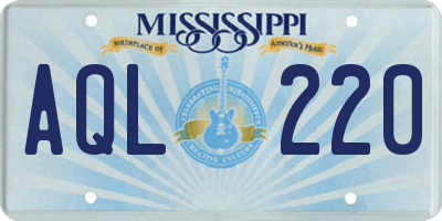 MS license plate AQL220