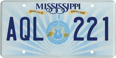MS license plate AQL221