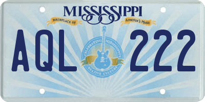 MS license plate AQL222