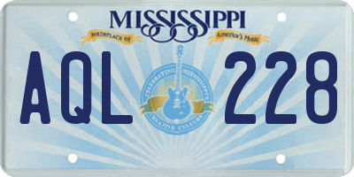 MS license plate AQL228