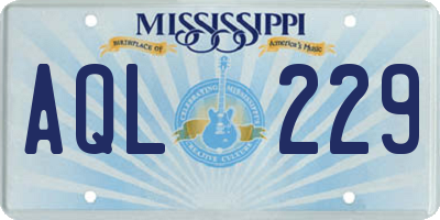 MS license plate AQL229
