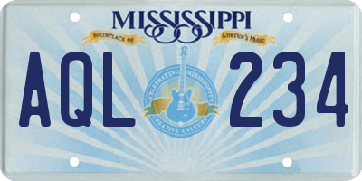 MS license plate AQL234