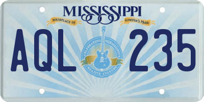 MS license plate AQL235
