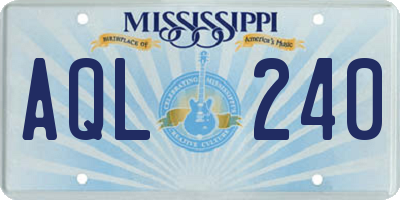 MS license plate AQL240