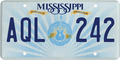 MS license plate AQL242
