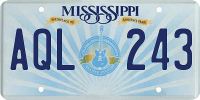 MS license plate AQL243