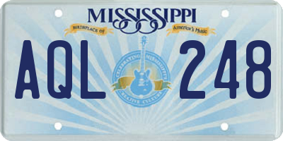 MS license plate AQL248