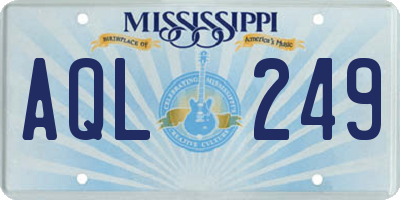 MS license plate AQL249