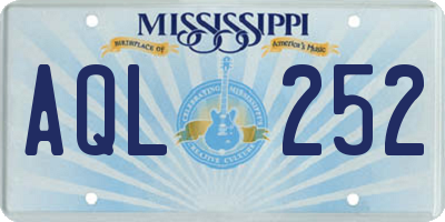 MS license plate AQL252