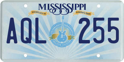 MS license plate AQL255