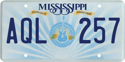 MS license plate AQL257
