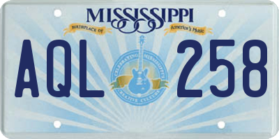 MS license plate AQL258