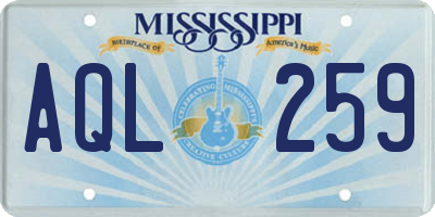 MS license plate AQL259