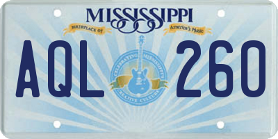 MS license plate AQL260