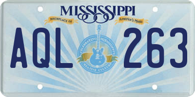 MS license plate AQL263
