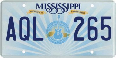 MS license plate AQL265