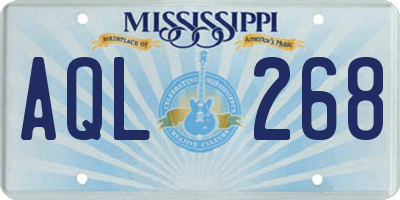MS license plate AQL268