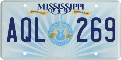 MS license plate AQL269
