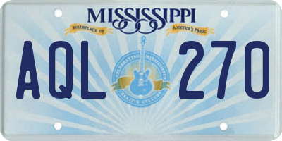MS license plate AQL270