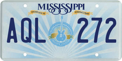 MS license plate AQL272