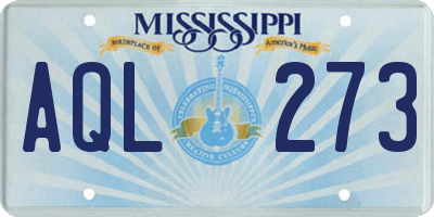 MS license plate AQL273