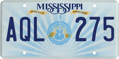MS license plate AQL275