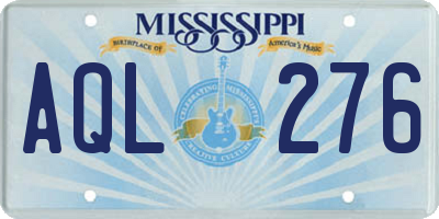 MS license plate AQL276