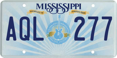 MS license plate AQL277
