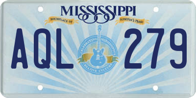 MS license plate AQL279