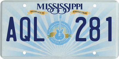 MS license plate AQL281