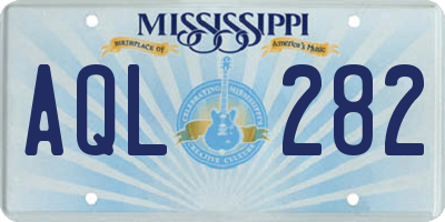 MS license plate AQL282