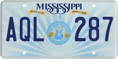 MS license plate AQL287