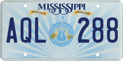 MS license plate AQL288